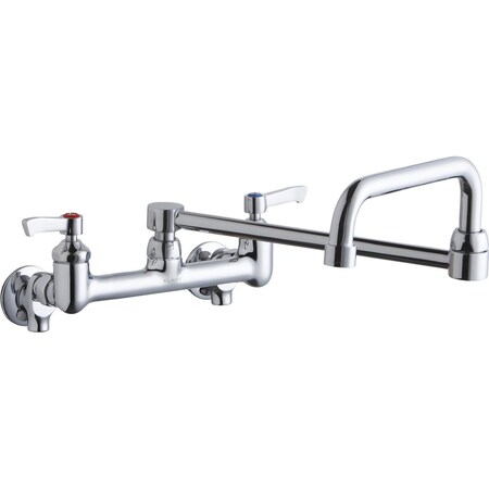 Elkay Elkay 8" Centers Wall Faucet 8" 2 Swing Spout 2" Lever Hdl Inlet+Stop LK940DS20L2S